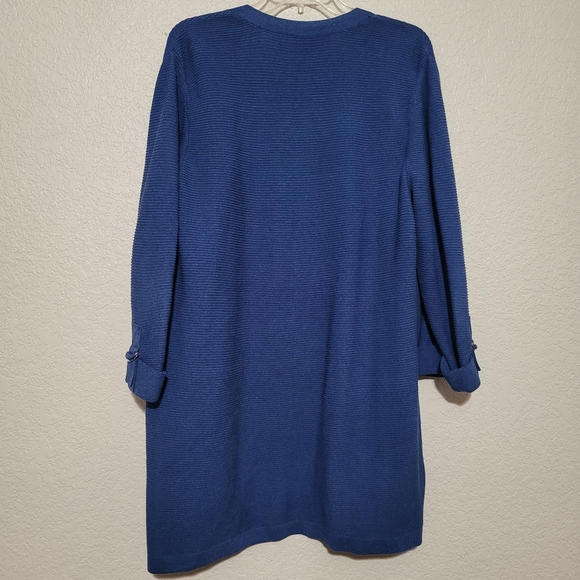 ❄️ Chico's blue long line knit open cardigan sweater size 3 / XL cotton blend - Picture 5 of 7